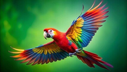 Fototapeta premium Vibrant Parrot Macro Photography: Green Screen Motion Blur Stock Photo