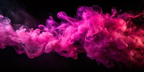 Obraz premium Vibrant Pink Smoke Silhouette: Dark Background Abstract Photography