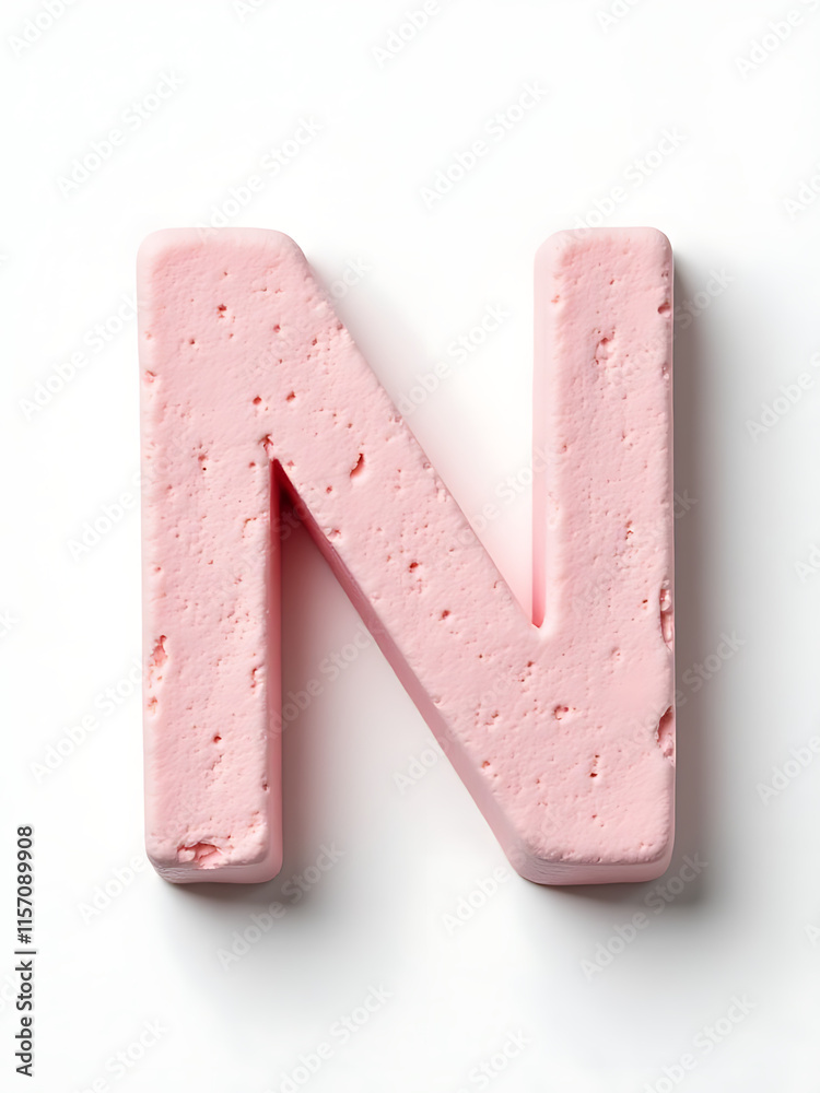 Poster marshmallow letters m and n made from sweet treats isolated on a clean white background for a playfu