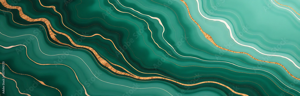Poster marble texture background with emerald, white, and gold veins generated by artificial intelligence f