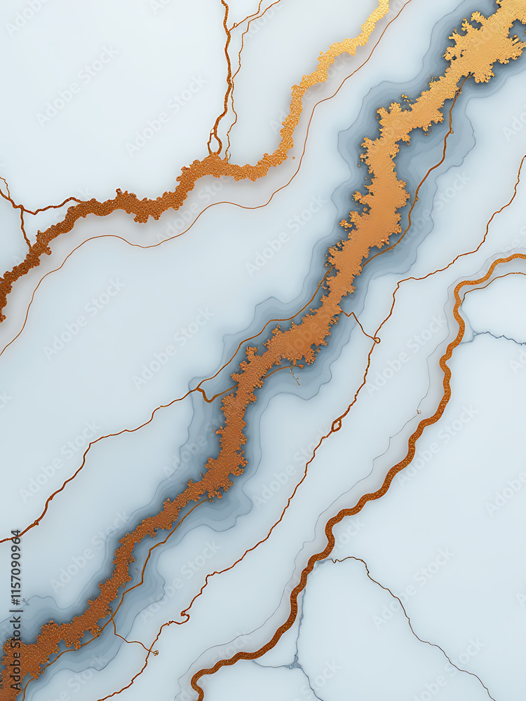 Aufkleber marble texture background featuring gold, white, and blue veins, generated using artificial intellig