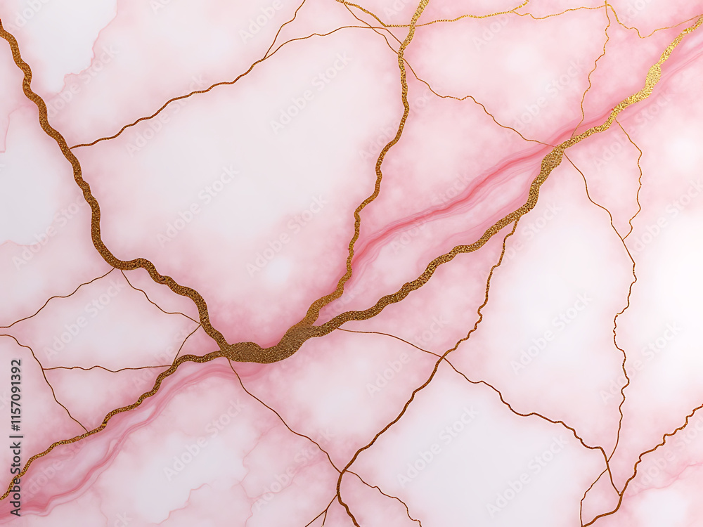 Poster marble texture background features pink and gold veins generated by artificial intelligence for a un