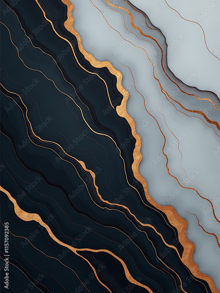 Leinwandbilder marble texture background banner featuring black, grey, and gold veins, generated using artificial i