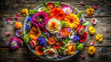 Vibrant Watercolor Flower Bouquet Food Photography - Edible Floral Arrangements