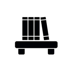 Table with books icon over white background, vector illustration