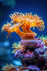 An educational coral reef display in an aquarium designed for children.