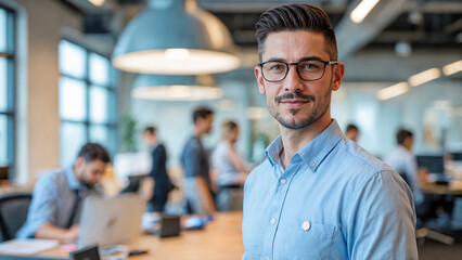 Confident Businessman in Modern Office Environment