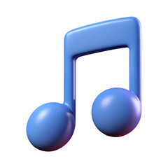 3d Rendering Blue Music Note isolated on white background