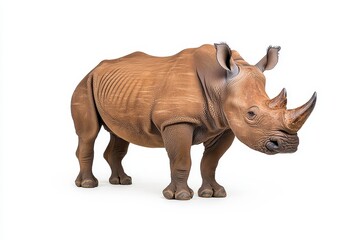 Obraz premium A White-background Rhino Set Against a White Background, Suitable for Safari and Animal-Themed Projects, Showcasing a High-Quality Upscale Design.