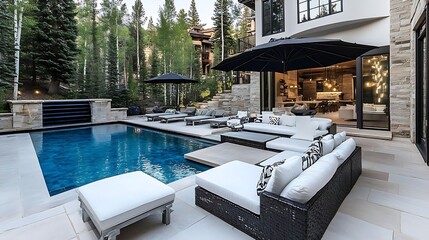 Luxury Poolside Patio Furniture  Modern Mountain Home