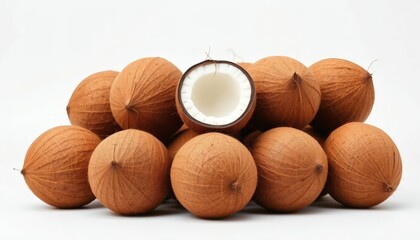 Golden Brown Coconuts: A Still Life of Tropical Abundance