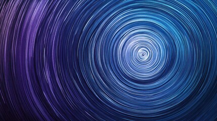 Fototapeta premium A modern abstract gradient background blending shades of blue and purple, featuring concentric circular lines glowing softly, with a glossy, photorealistic finish