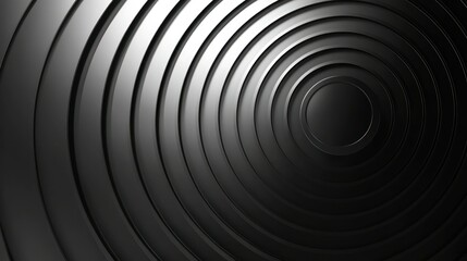 Obraz premium A sleek gradient of silver and black tones, with concentric circular lines creating a high-tech and futuristic atmosphere, with realistic light reflections