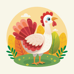 Chicken poultry hand drawn flat stylish mascot cartoon character drawing design