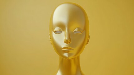 Golden Head   D Render  Minimalist  Abstract Face  Luxury  Gold Texture