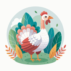 Chicken poultry hand drawn flat stylish mascot cartoon character drawing design