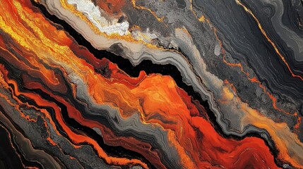 Obraz premium Abstract Lava Patterns with Bright Magma Veins