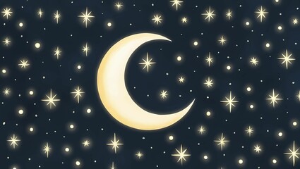 Naklejka premium Crescent Moon and Stars