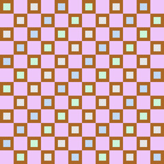 Retro geometric pattern with seamless square shape elements in pastel colors. Endless flat vector design.