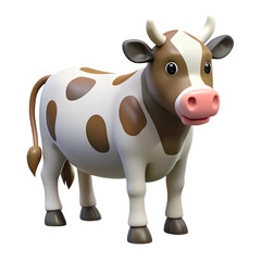 cute 3D cartoon cow illustration on isolated background