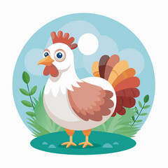 Chicken poultry hand drawn flat stylish mascot cartoon character drawing design