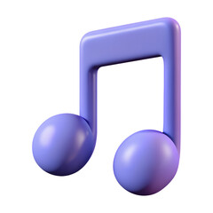 3d Rendering Violet Music Note isolated on white background