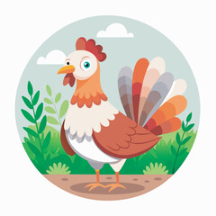 Chicken poultry hand drawn flat stylish mascot cartoon character drawing design