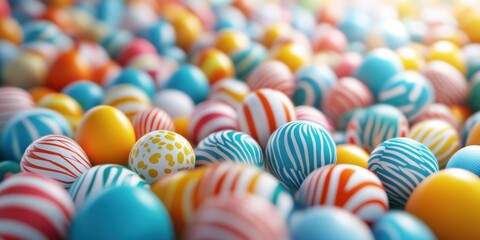 A Vibrant and Colorful Array of Easter Eggs in Soft Pastel Shades and Striking Bold Patterns, Perfectly Symbolizing the Joy and Excitement of the Easter Celebrations and Festivities
