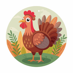 Chicken poultry hand drawn flat stylish mascot cartoon character drawing design