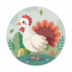 Chicken poultry hand drawn flat stylish mascot cartoon character drawing design