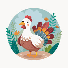 Chicken poultry hand drawn flat stylish mascot cartoon character drawing design
