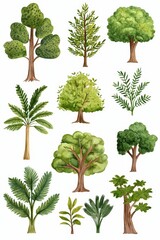 Fototapeta premium Amidst dense foliage, lush green trees rise, creating a peaceful and tranquil atmosphere, ideal for nature-themed projects, backgrounds, or materials related to environmental conservation.