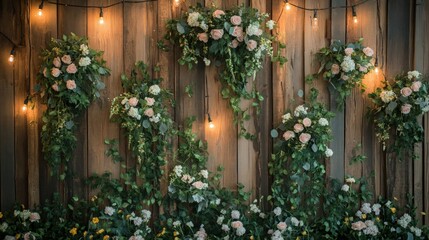 Vintage-inspired flower decor with warm lighting