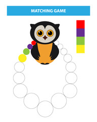 Color the beads game. Printable worksheet for kids.