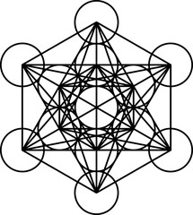 Metatron's cube vector symbol isolated on white background. Sacred geometry symbol concept.