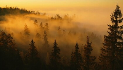 Fototapeta premium Haunting View of a Misty Forest: Eerie and Mysterious Atmosphere