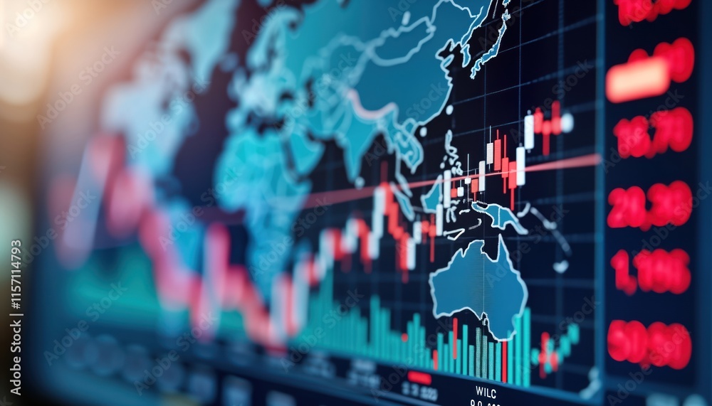 Poster dynamic currency charts display euro, krone, franc fluctuations on global exchange board. interactiv