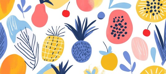 Vibrant Summer Fruit Pattern: A Delightful Tropical Design