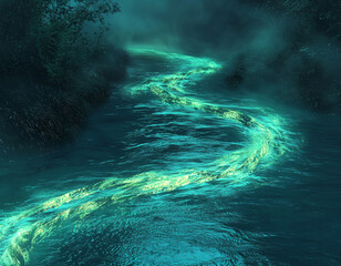 Obraz premium Glowing River at Night