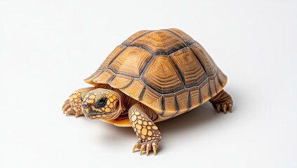 Obraz premium A detailed close-up of a turtle, set against a pristine white background, ideal for educational, nature-focused, or design projects showcasing wildlife and ocean life in vivid detail.