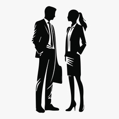 silhouette of a person, Silhouette of a Man and Woman Standing and Facing Each Other in Formal Attire