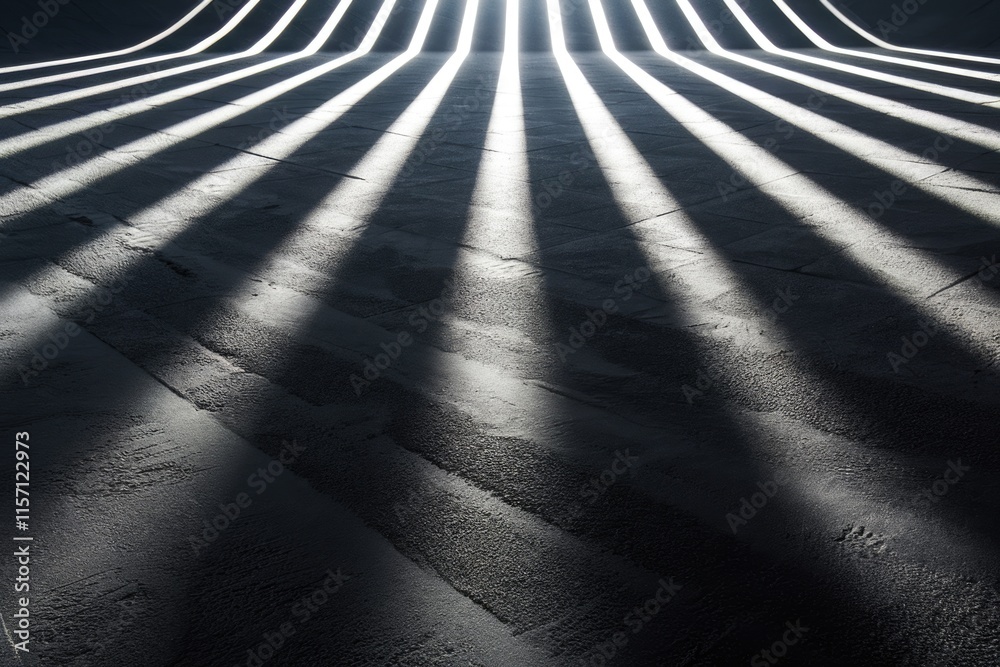 Poster Parallel light beams cast dramatic shadows on a textured dark gray surface, creating a striking visual.