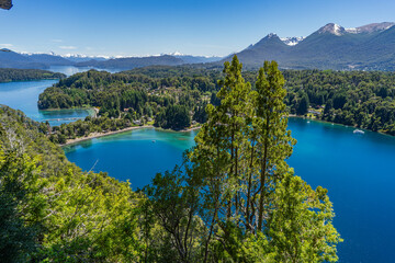 View of the narrow port of Villa La Angostura from the viewpoint of the Arrayanes park