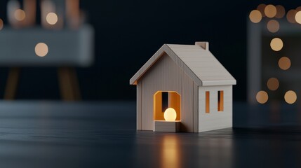 Illustrating the importance of fire safety and property protection, a miniature wooden house on fire represents the home insurance concept.