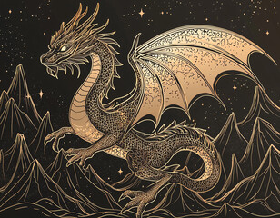 Obraz premium Golden Dragon Fantasy