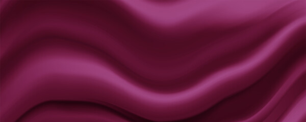 purple drapery silk fabric luxury background. Wavy abstract satin cloth vector texture pattern. 