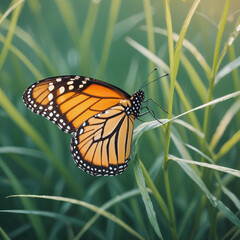 Sunlit Butterfly Scene with Vibrant Colors 
