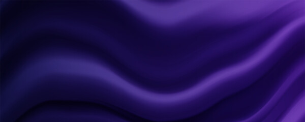 purple drapery silk fabric luxury background. Wavy abstract satin cloth vector texture pattern. 