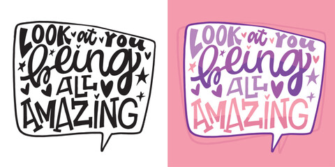 Trendy cute hand drawn doodle lettering quote. Lettering for t-shirt design, mug print, bag print, clothes fashion. 100% hand drawn vector image.