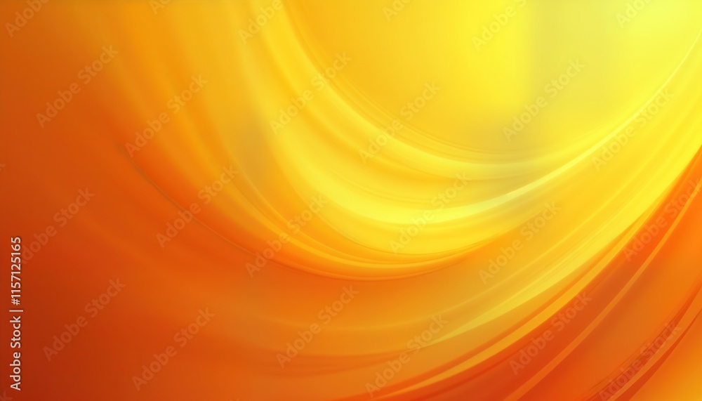 Poster Abstract background design with gradient from yellow to orange. Dynamic curves, lines create motion effect suggesting bright light fire. Perfect as wallpaper background for web design, mobile apps,